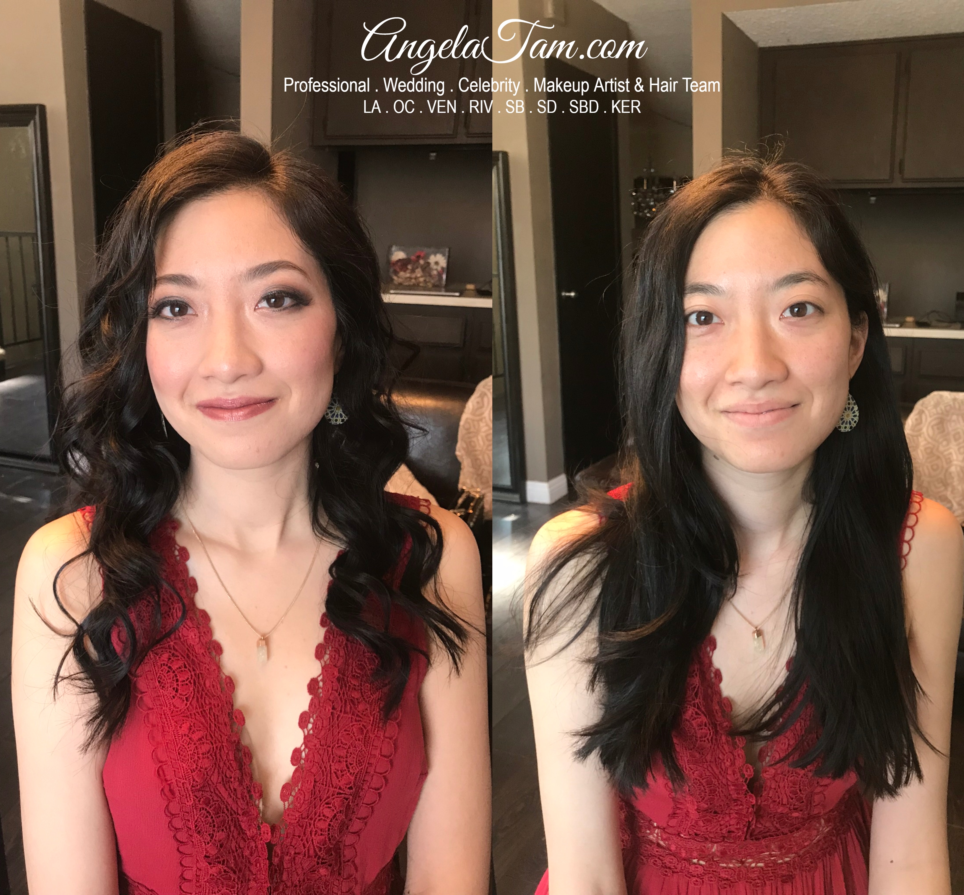 Bride Christine | Asian Makeup & Hair Before & After | Engagement Shoot –  Big Bear – Angela Tam | Makeup and Hair Team
